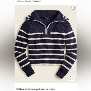 J. Crew Cotton-cashmere pullover in stripe small